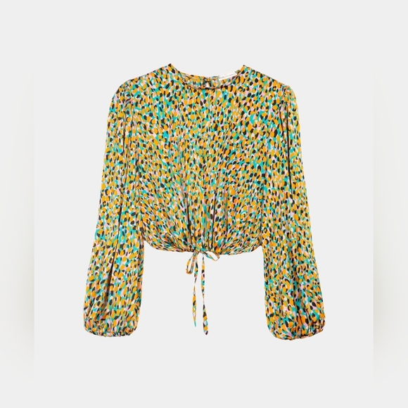 NWOT Cropped Abstract Polka Dot Blouse | Multicolor | Size: Medium - Picture 1 of 7